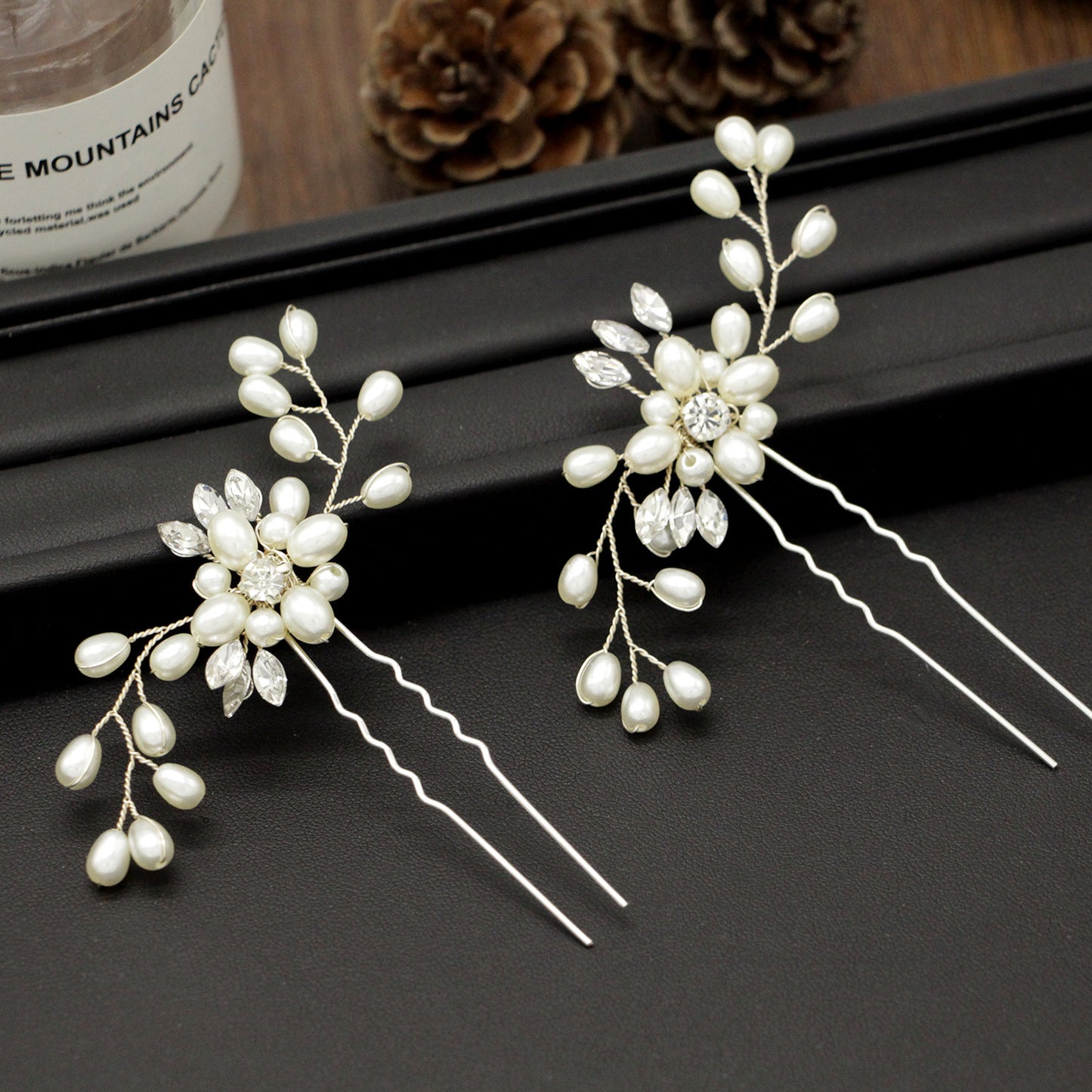 Ebay cross-border supply Korean bride handmade pearl crystal Clip Wedding headdress hairpin pin U