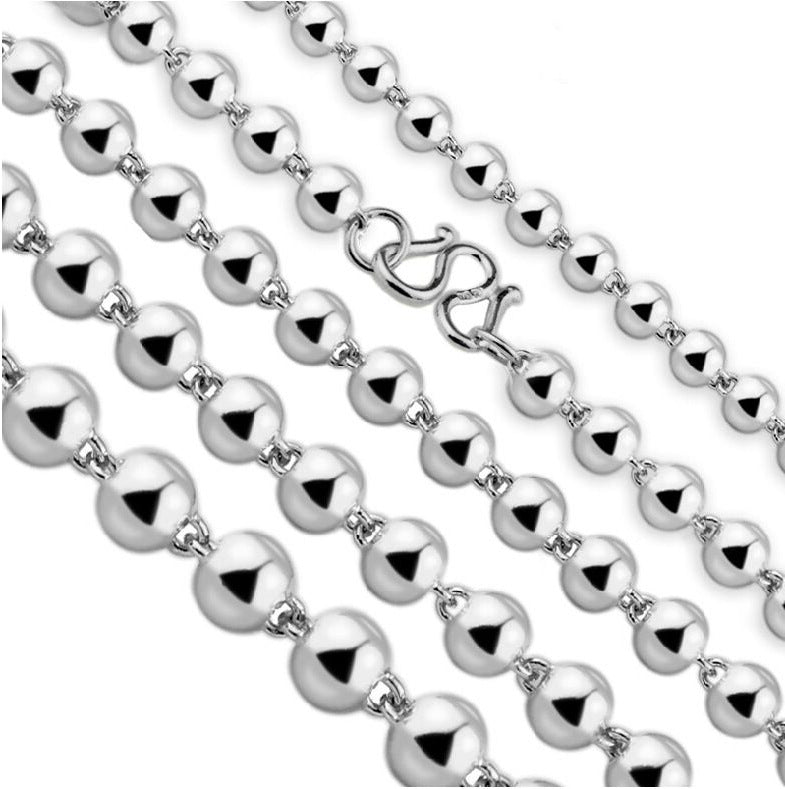 Round Beads Silver Bead Necklace