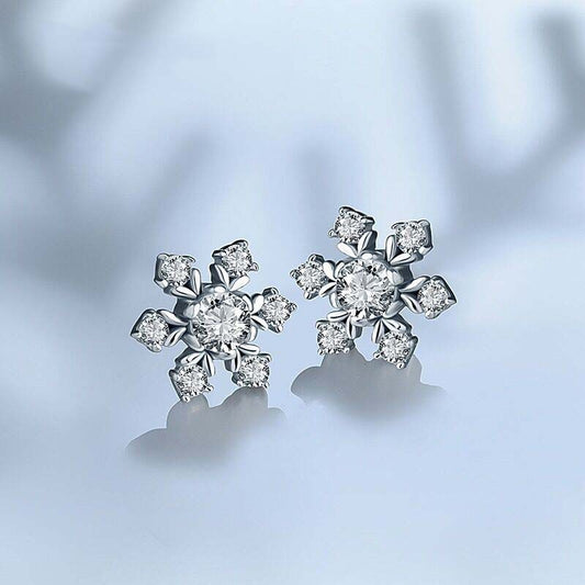 S925 sterling silver simple snowflake earrings