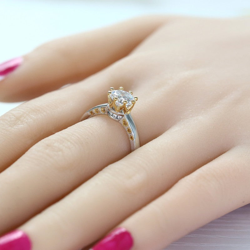 Ring Color Separation Crown Zircon Heart Shape