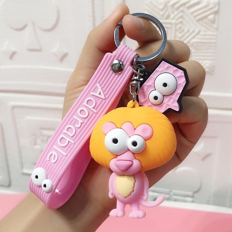 Funny Ugly Cute Eye-Eyed Elephant Keychain Cute Cartoon Epoxy Eye-Eyed Cow Car Key Chain Ring Bag Pendant