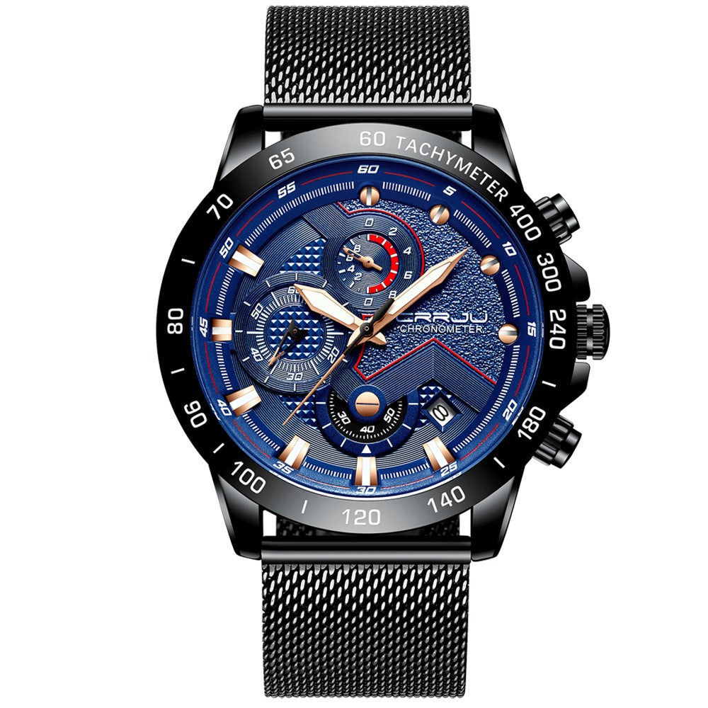 Multi-function six-needle stainless steel watch