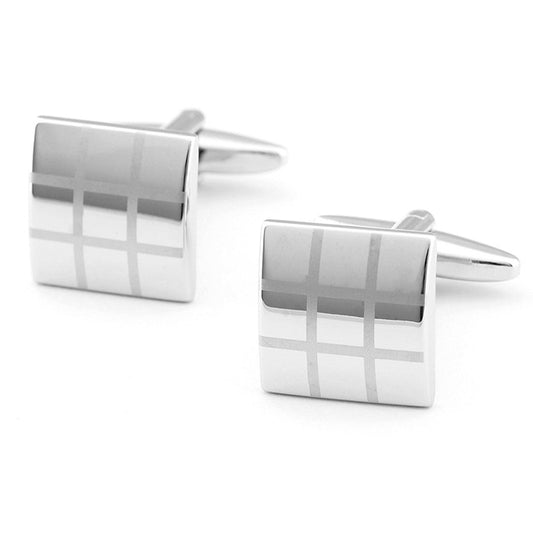 French Checkered Laser Check Cufflinks For Men