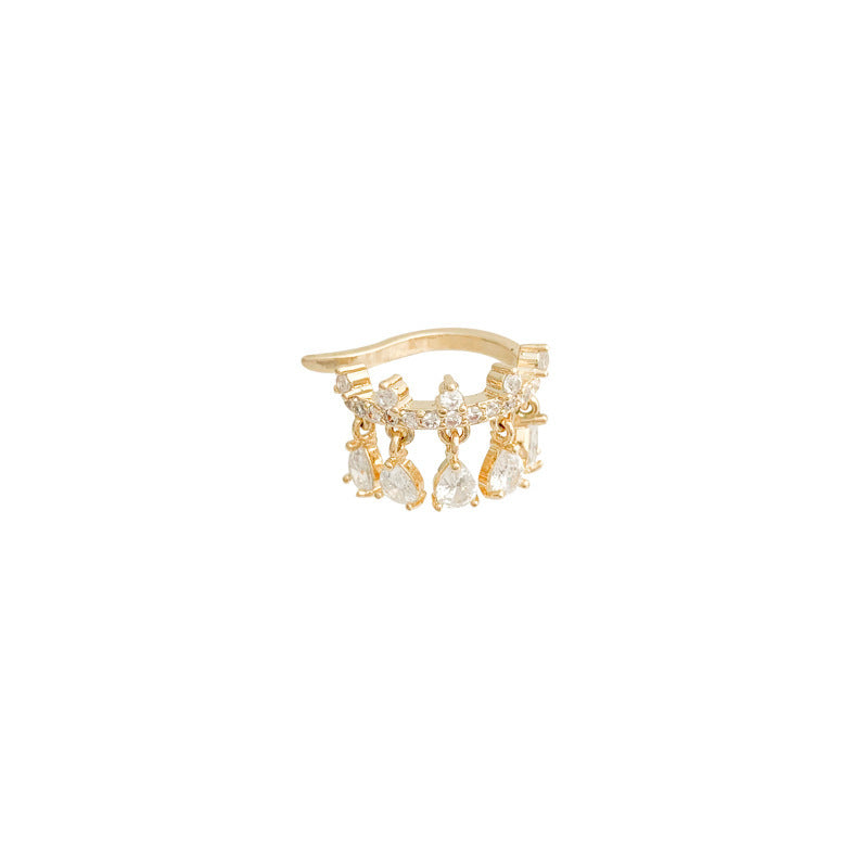 Palace Style Light Luxury Ear Bone Clip Crown Water Drop