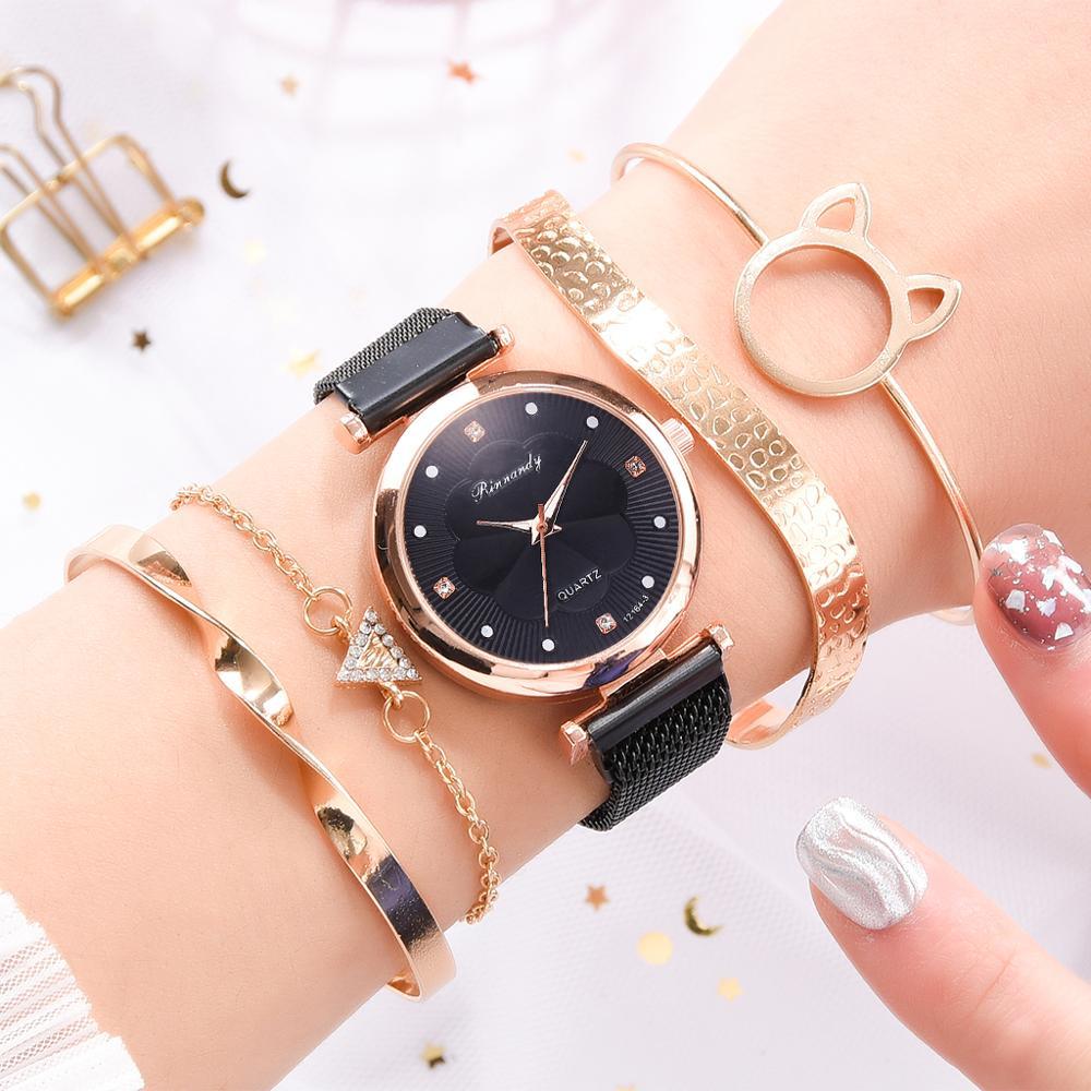 Net belt magnet quartz watch bracelet  5pcs/set