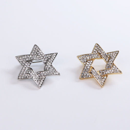 European And American Jewelry Custom-Made Six-Pointed Star Brooch Pins For Men