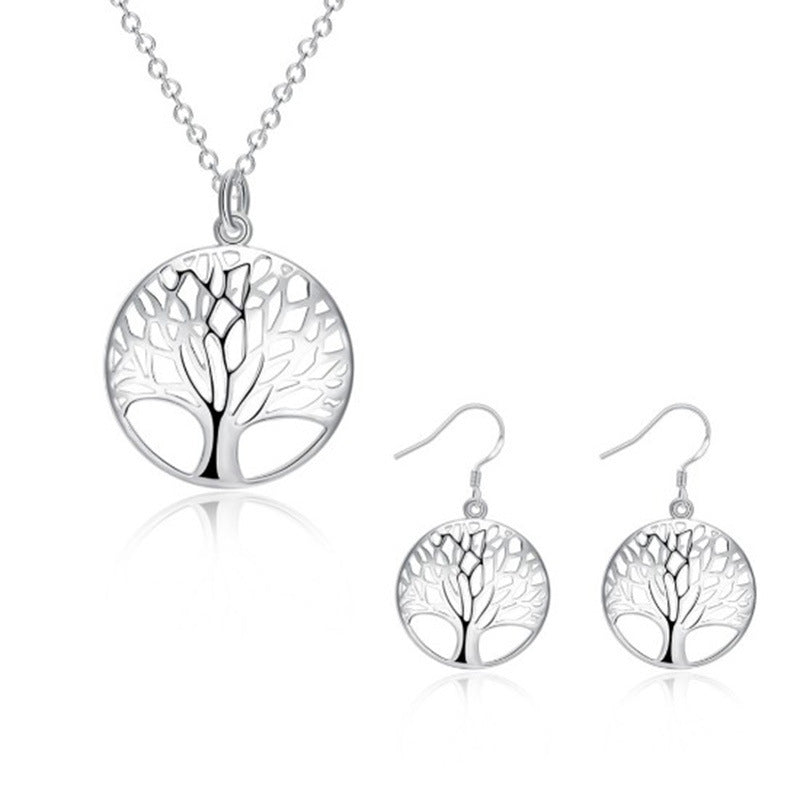 Round Hollow Relief Life Tree Pendant s625 Silver