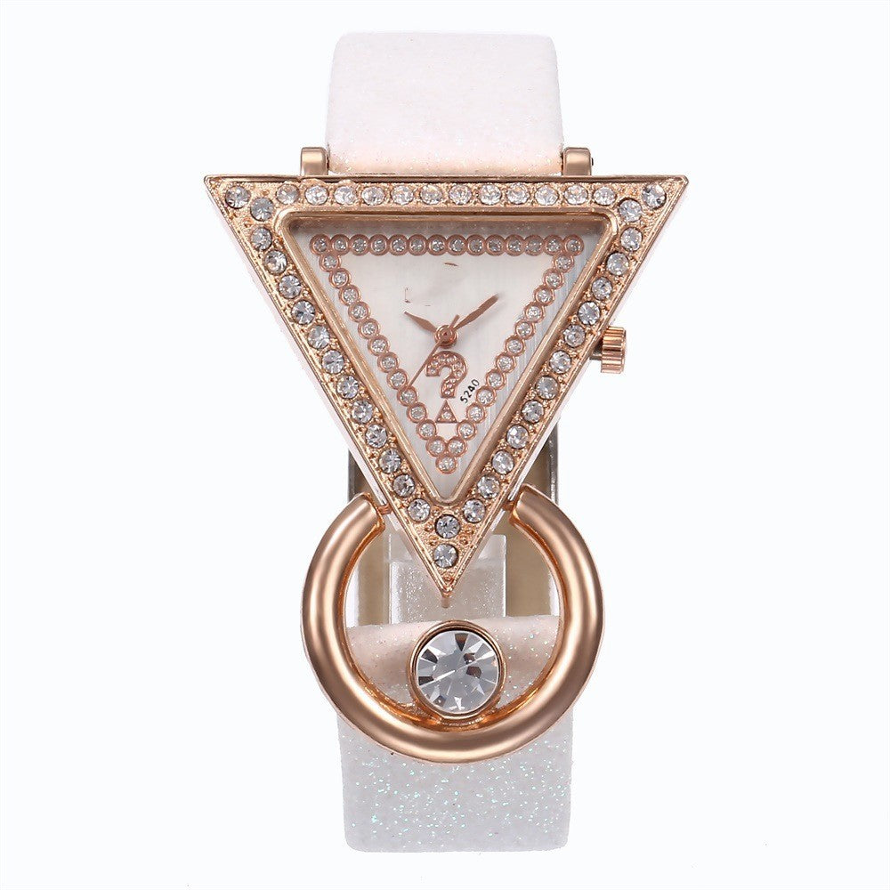 Women's Diamond Set Metal Triangle Dial Watch