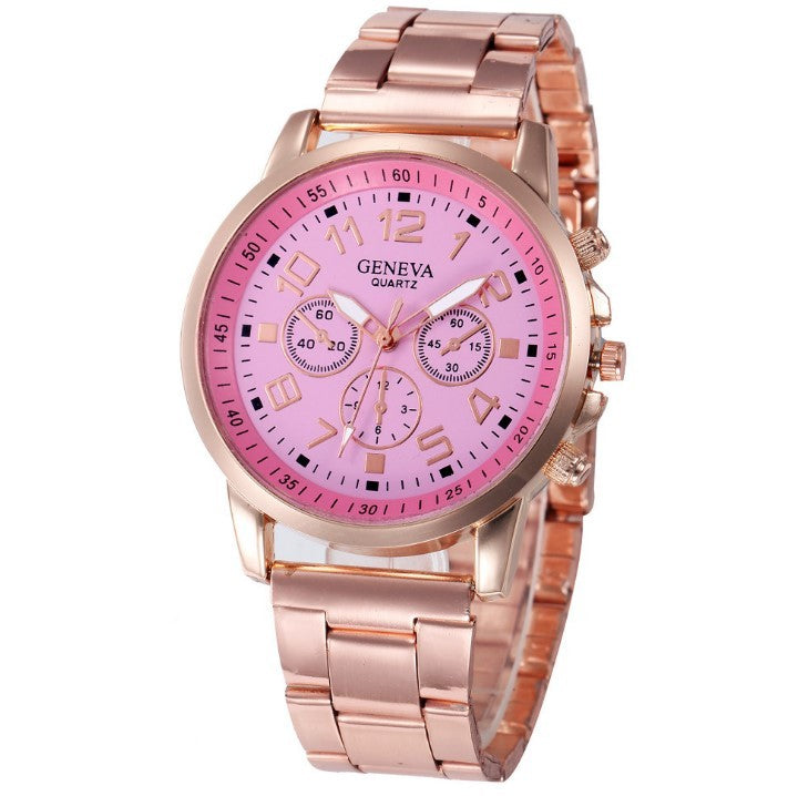 Girl Unisex Rose Gold Stainless Steel Casual Sports Quartz Wristwatch Relojes mujer