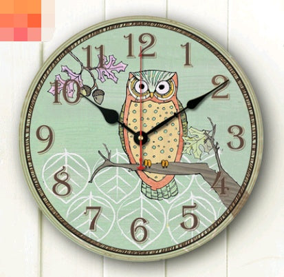 European and American style rustic wall clock owl series wall clock retro wall clock