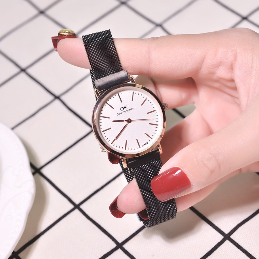 Simple waterproof mesh strap quartz watch women