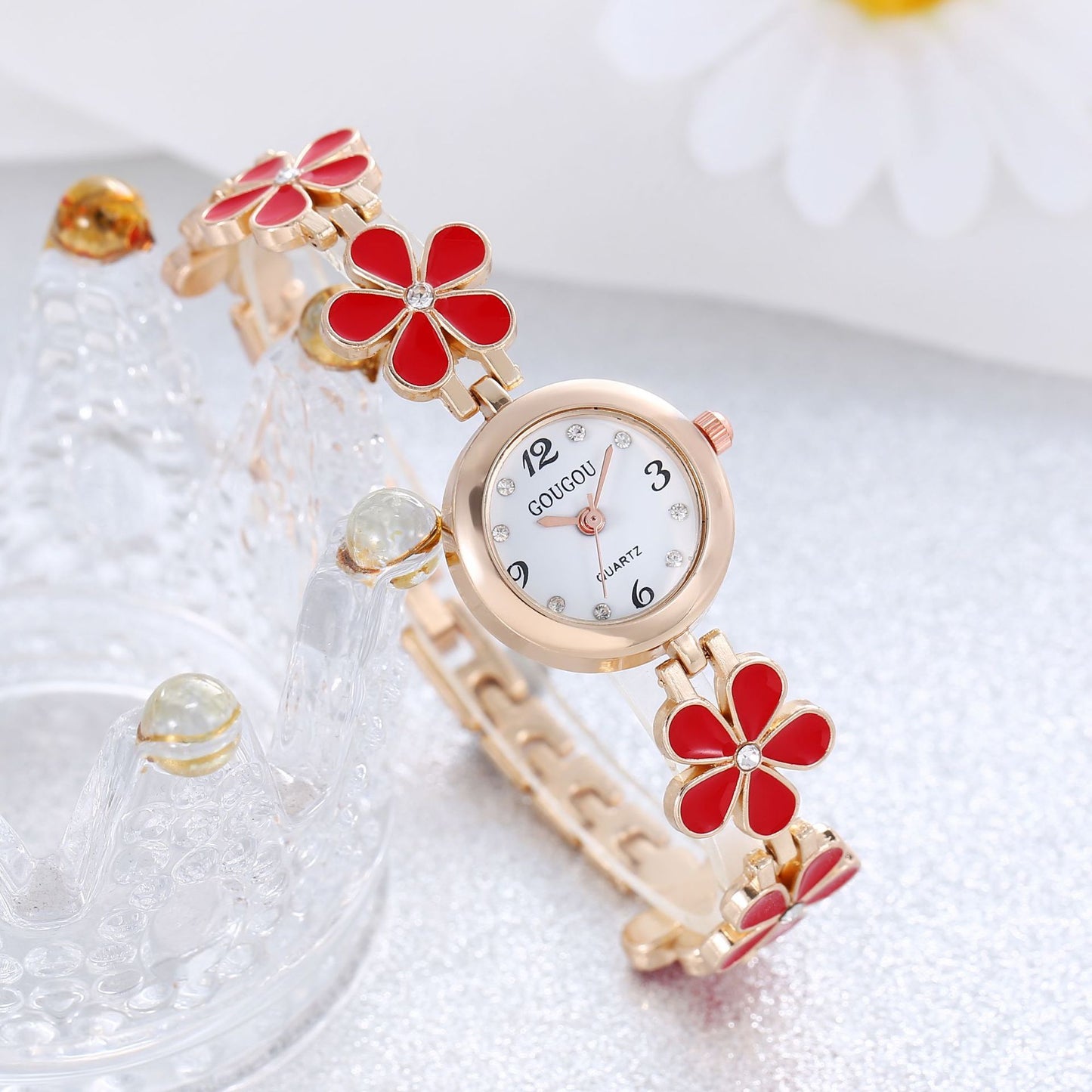 Floral Whisper Quartz Watch & Bracelet Set