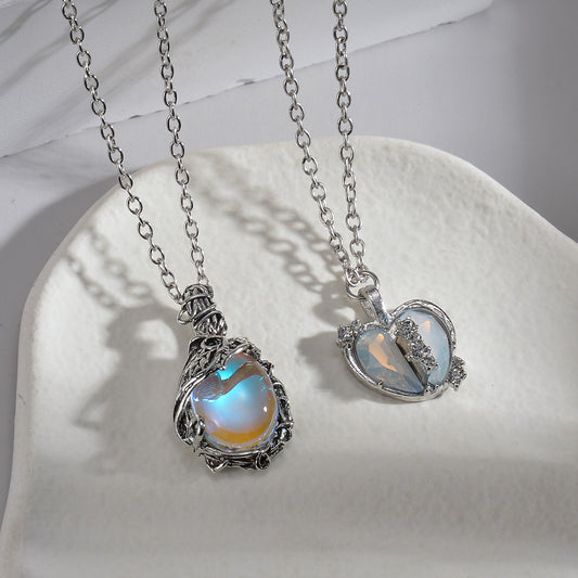 Ornament Moonstone Necklace Split Love Women