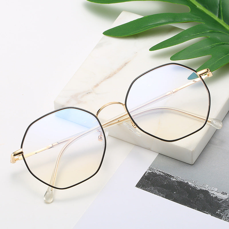 Irregular Geometric Anti-blue Light Alloy Frame Splicing Glasses