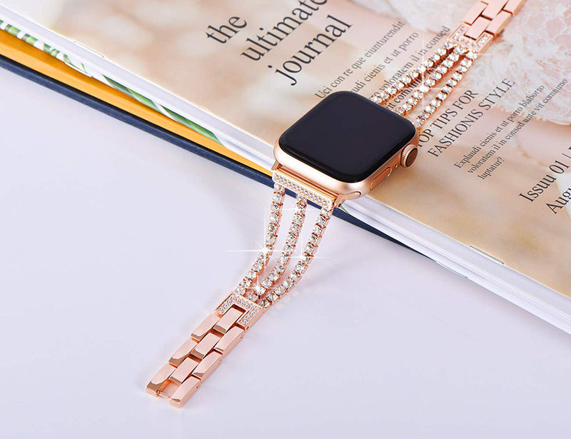 Metal diamond smart  watch strap