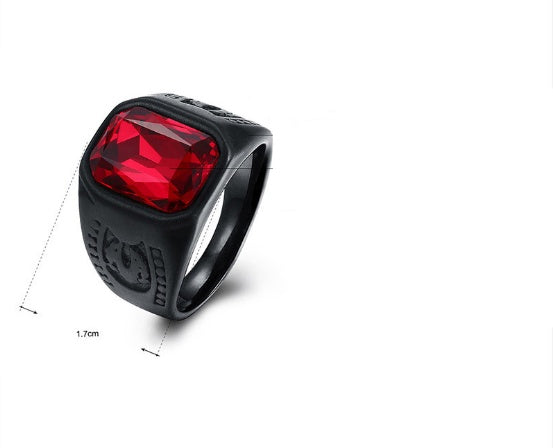 Vintage Red Stone Black Ring For Men Women Punk Gothic Style Male Finger Jewelry Gift Wholesale