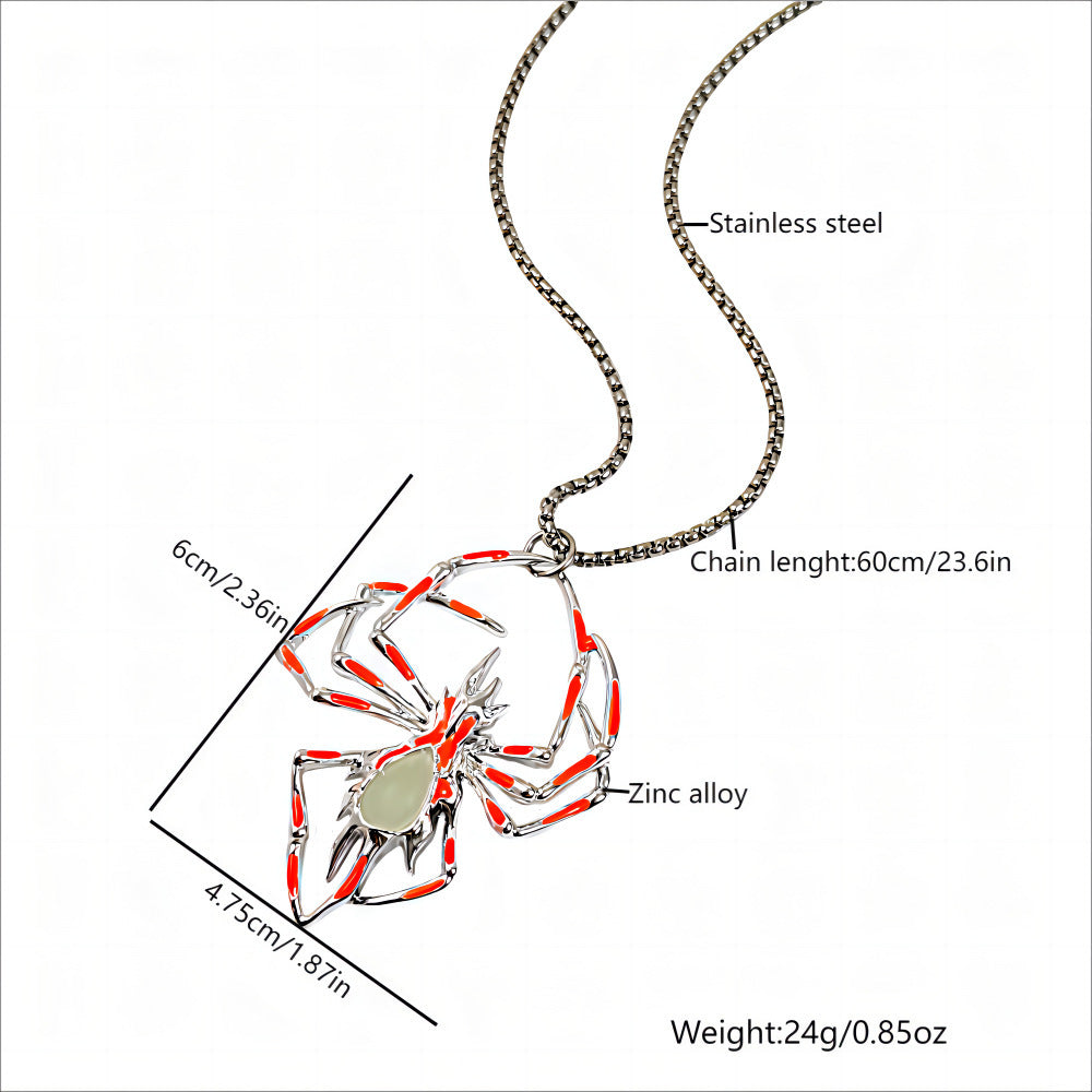 Luminous Stereo Spider Necklace - Glow-in-the-Dark Halloween Jewelry