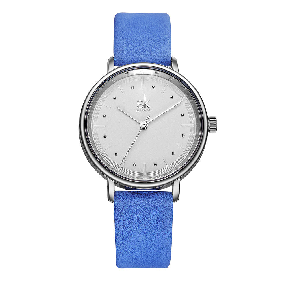 Fashion Trend Quartz Waterproof Microfiber Belt Round Watch