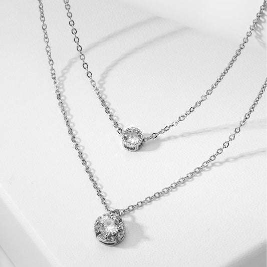 Exquisite Double-Layer Zircon Pendant Necklace