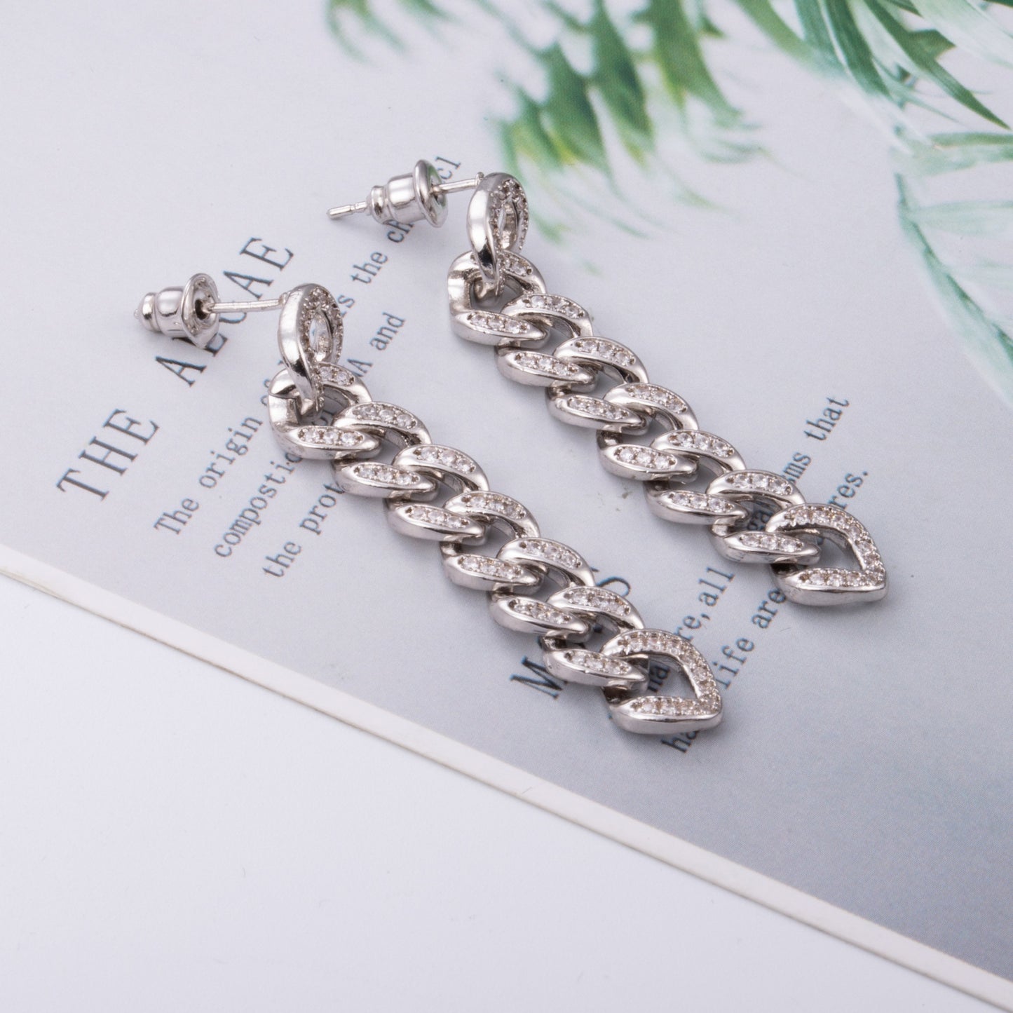 Zircon Chain Long Cuban Chain Chain Stud Earring Chain