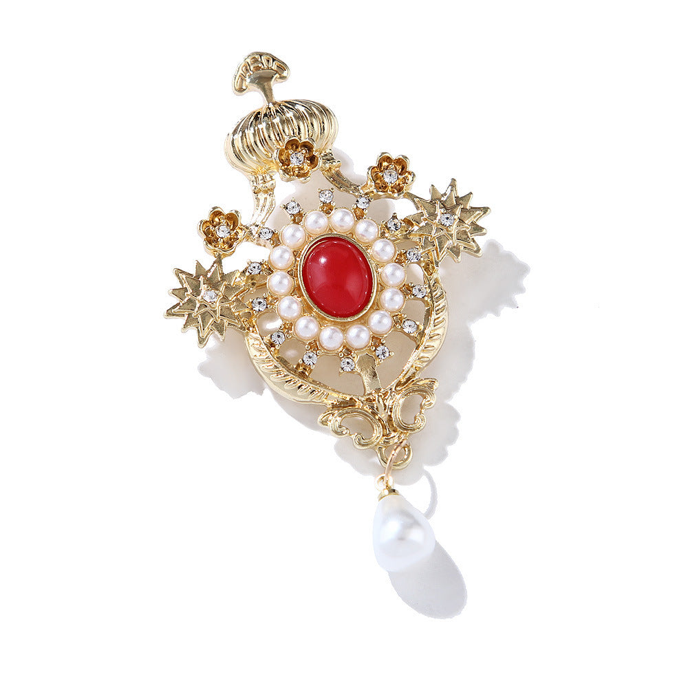 Baroque Retro Fashion All-match Crown Brooch