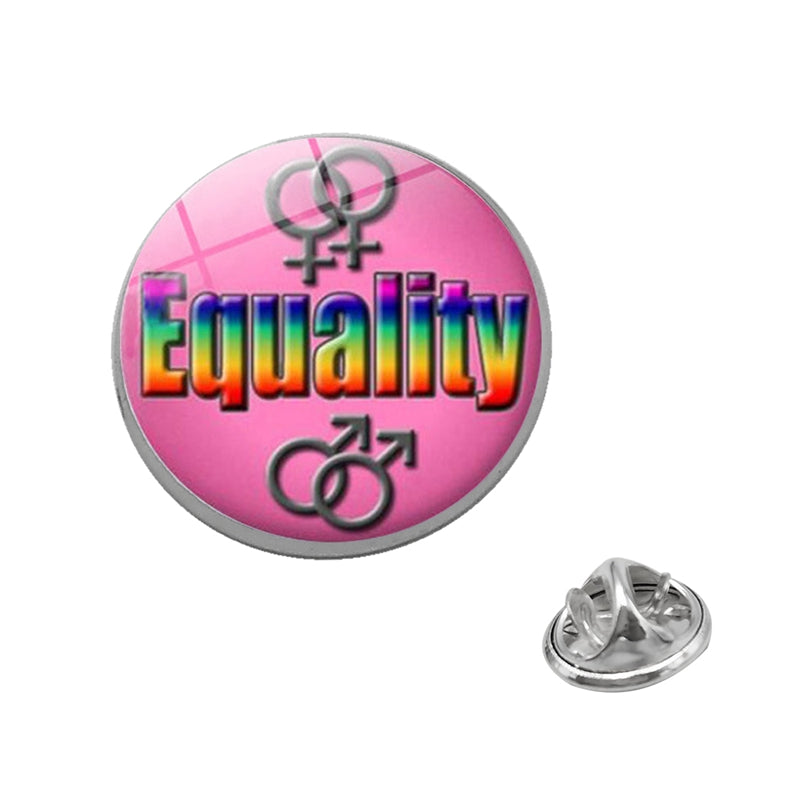 LGBT Pride Rainbow Glass Brooches Pins Lesbians Gays Bisexuals Transgender Round Badge Lapel Pin Jewelry