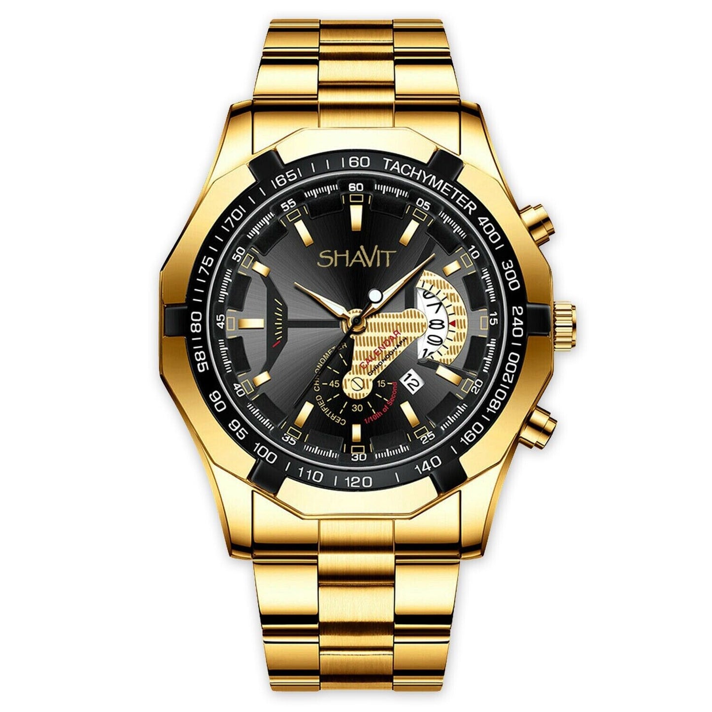 Gold Men's Watch Classic Stainless Steel Quartz Luxury Gift Wristwatch For MEN