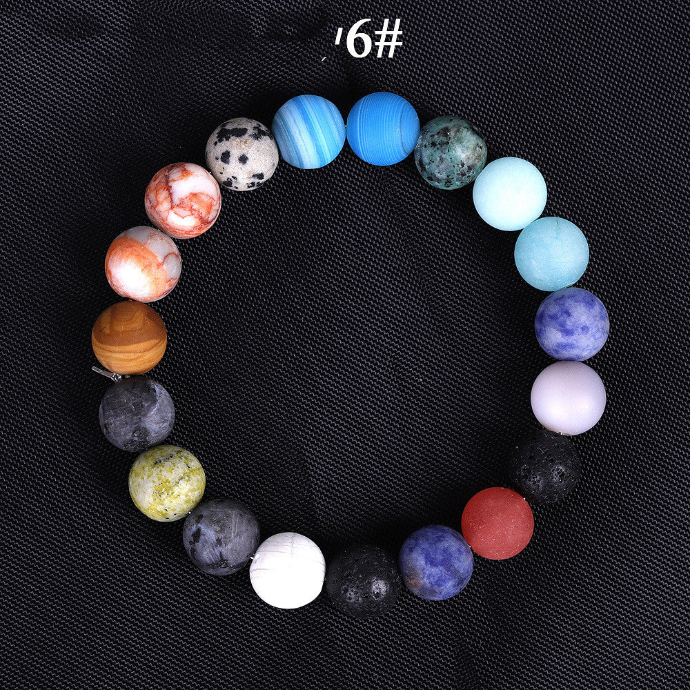 Solar System Eight Stone Planet Bracelet Planets Natural Stone Mala Bead Strand Bracelet For Men Women Handmade Universe Solar Chakra Bracelet Jewelry