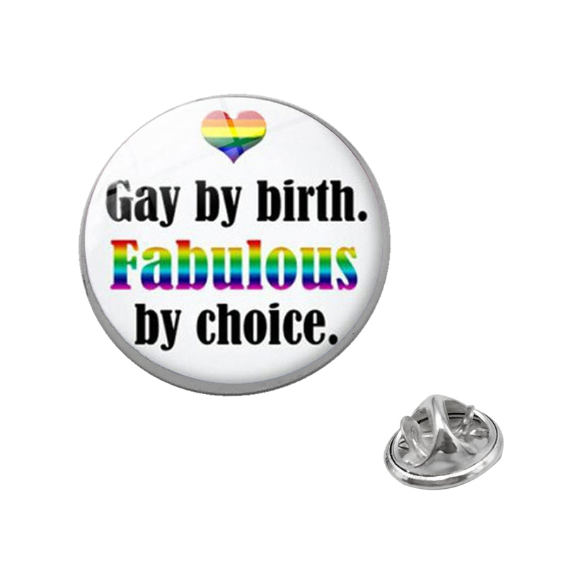 LGBT Pride Rainbow Glass Brooches Pins Lesbians Gays Bisexuals Transgender Round Badge Lapel Pin Jewelry