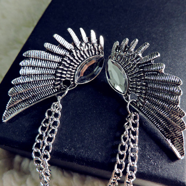 Female Punk Wing Jewel Vintage Collar Clip