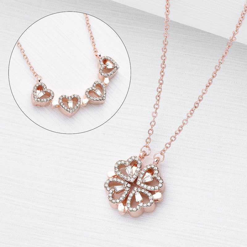 Love Folding Creative Micro-encrusted Diamond Fashion Necklace