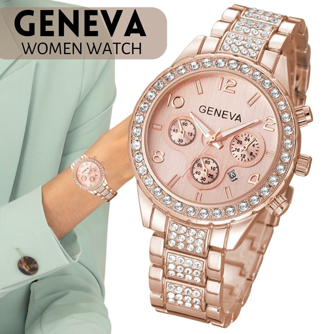 Waterproof Women Luxury Classic Stainless Steel Crystal Quartz Round Wrist Watch