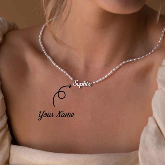 Personalized Nameplate and Pearl Necklace