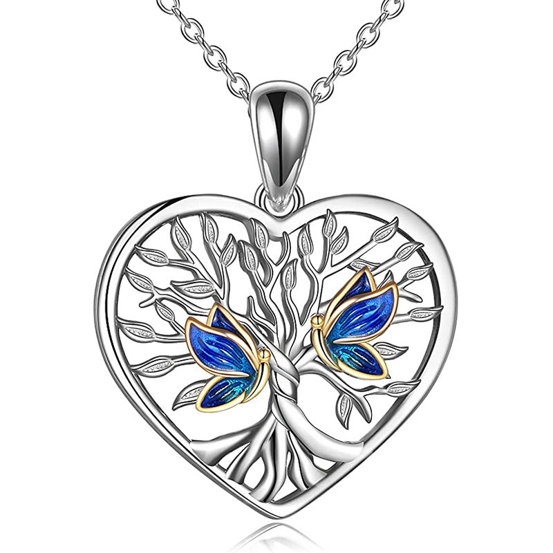 Creative Tree Of Life Butterfly Pendant Necklace