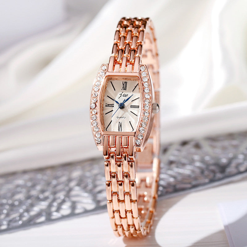 Exquisite Rectangle Ladies Quartz Watch with Diamond Accents