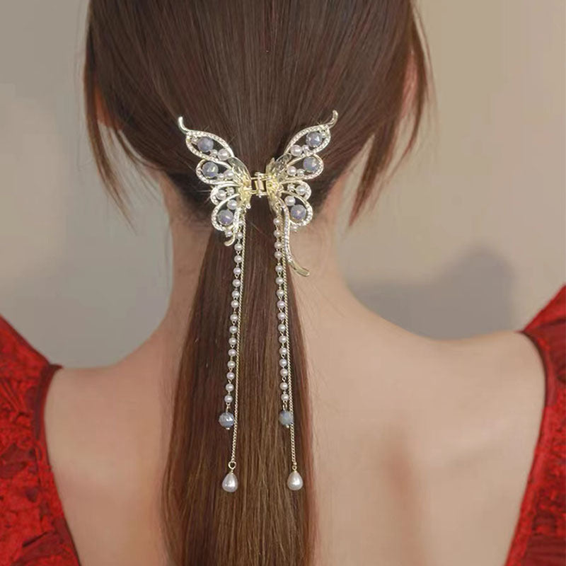 Women's Fashion Temperament Bow Tassel Grab Clip