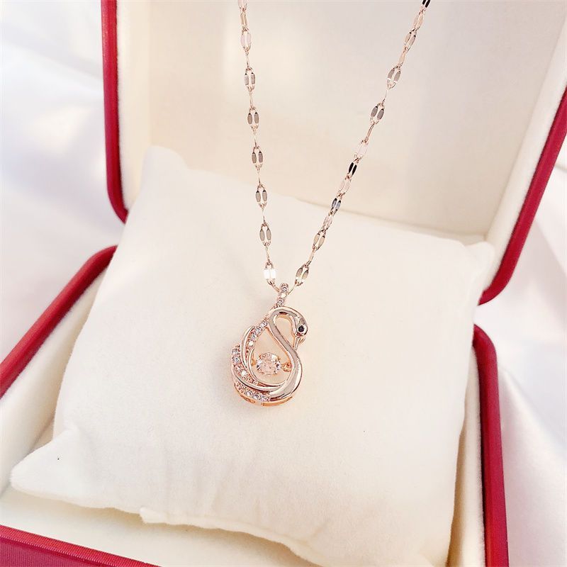 Titanium Steel Perfume Bottle Pendant Necklace - Trendy Zircon Charm