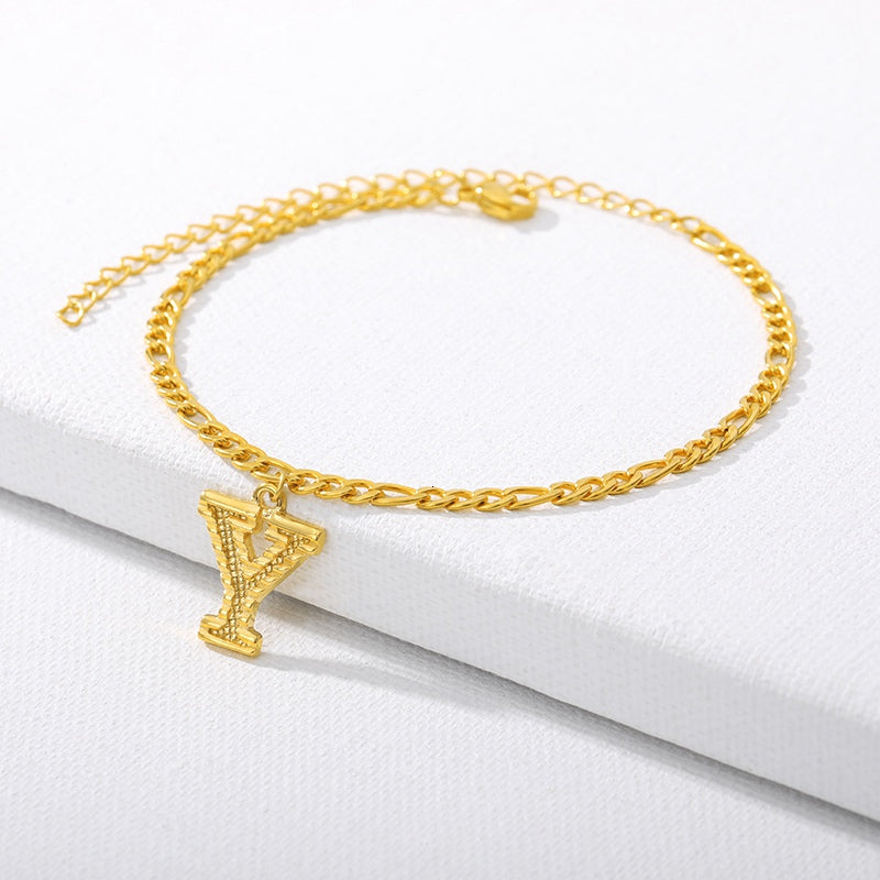 Initial Gold Letter Anklet Alphabet Pendants Jewelry