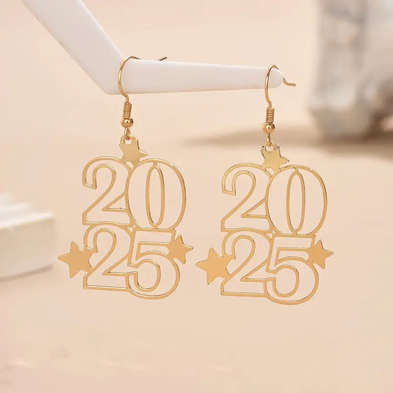Creative Golden 2025 Dangle Earrings