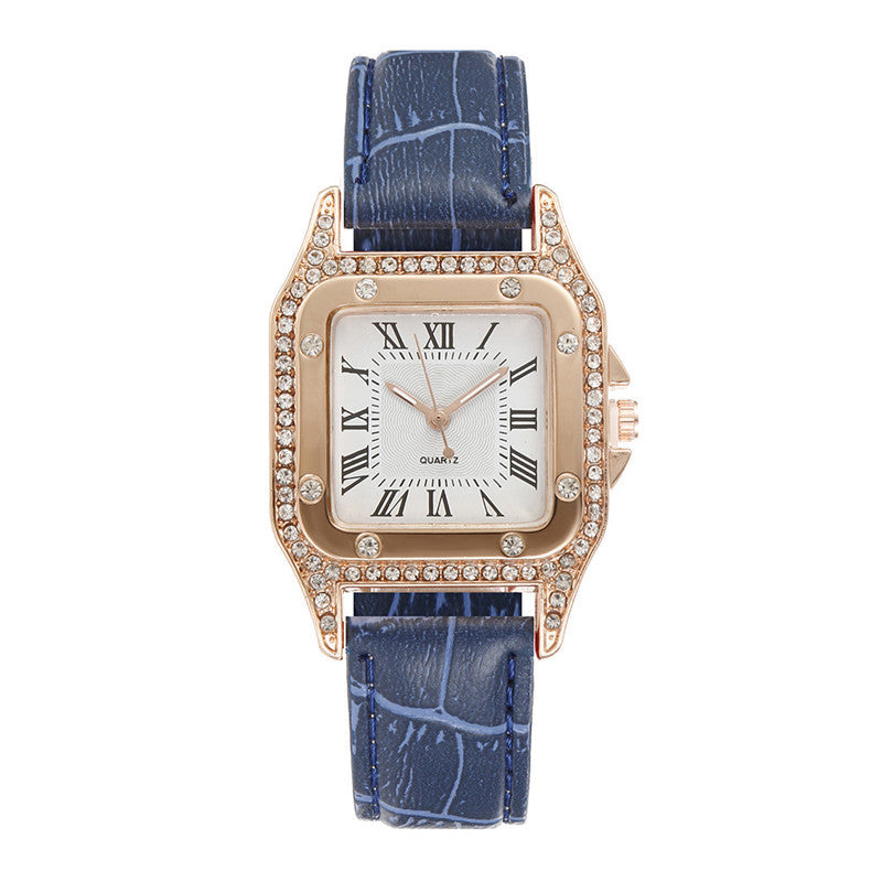 Square Watch Rhinestone Women's Suit