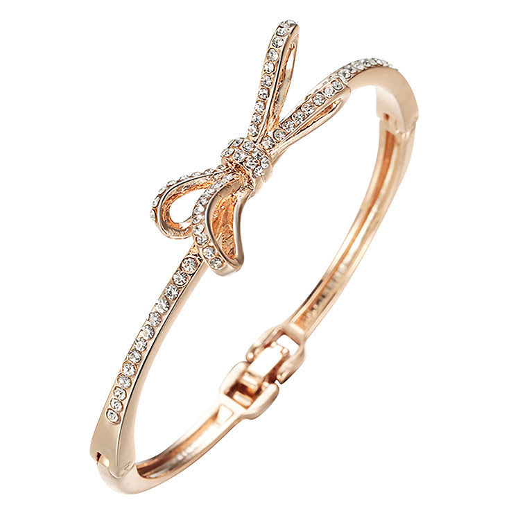 Women's Bracelets, Diamonds, Bows, Rose Gold Alloy Bracelets