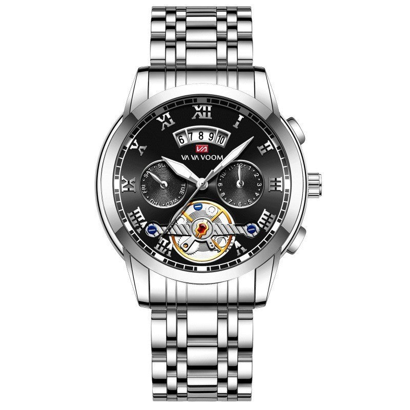 Stainless Steel Men's Tourbillon Quartz Watch