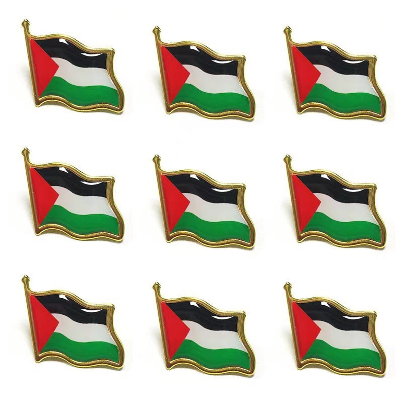Epoxy Three-dimensional Butterfly Clasp Badge Palestine Flag Brooch
