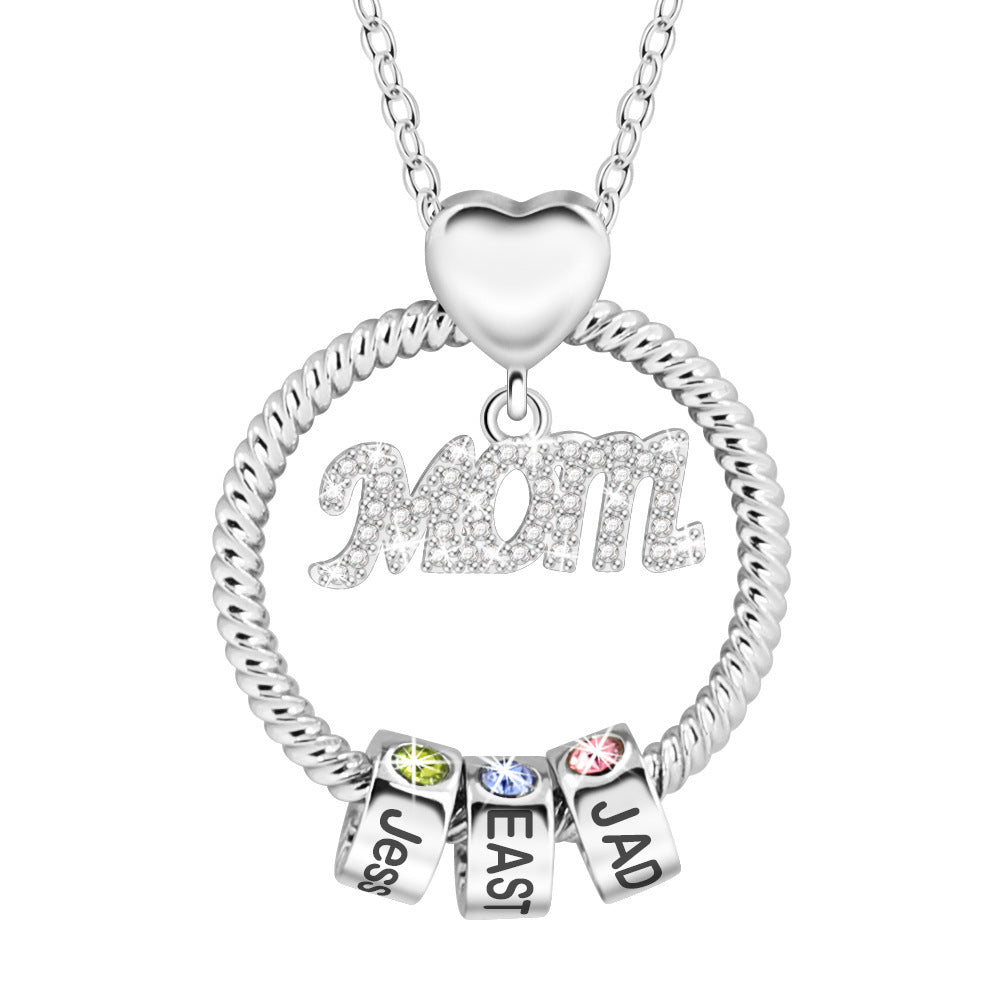 Engraved Diamond 12 Birthday Stone Necklace For Women