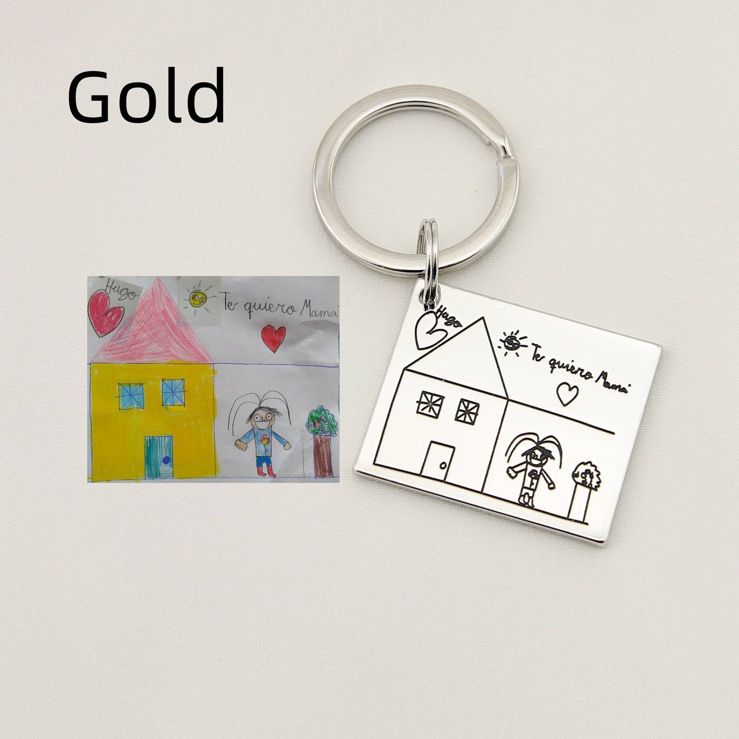 Realistic Hand Drawn Children's Painting Keychain