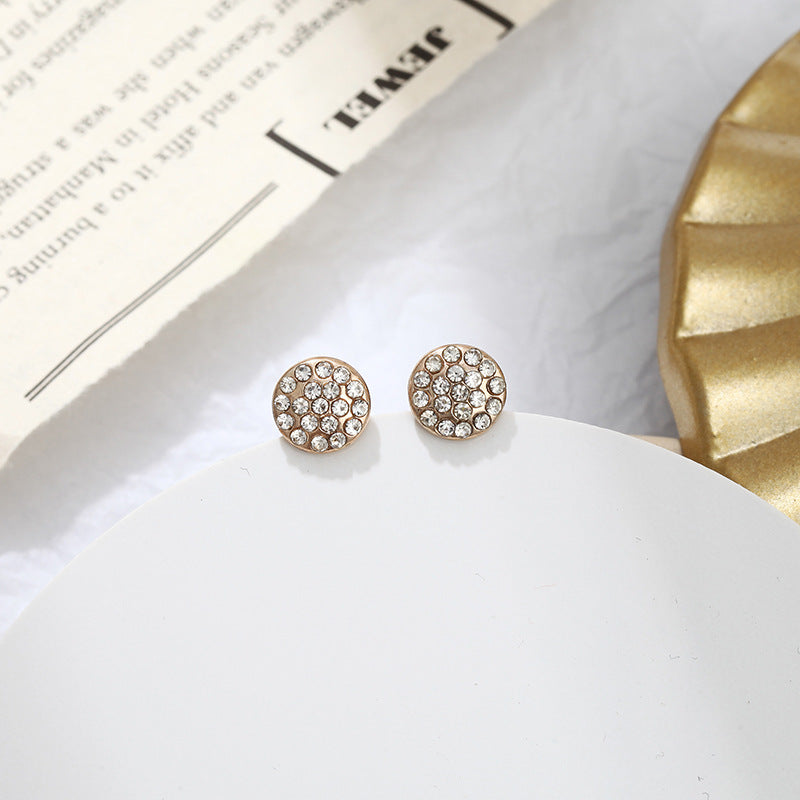 Atmospheric Full Diamond Round Earrings