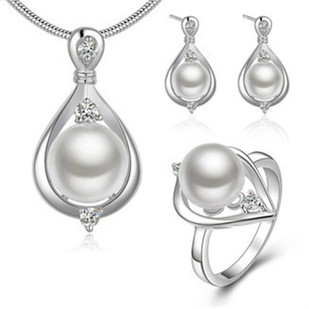 Silver Plated Jewelry Creative Pearl Set Set