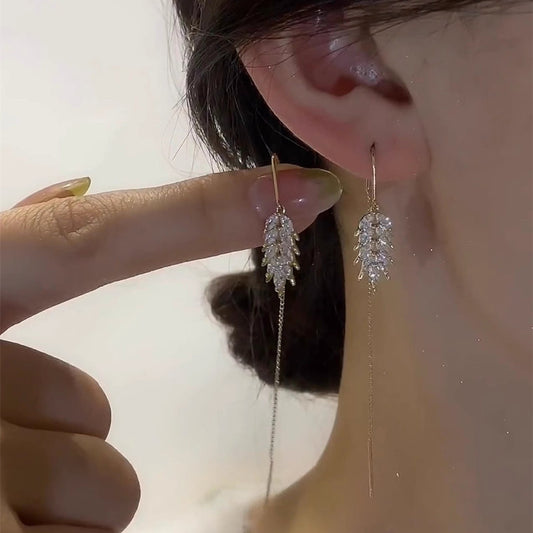 Golden Wheat Tassel String Earrings