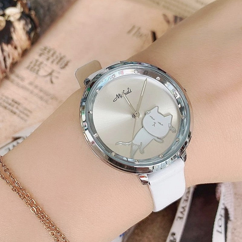 Shaking His Head Kitten Fashion Female Student Watch