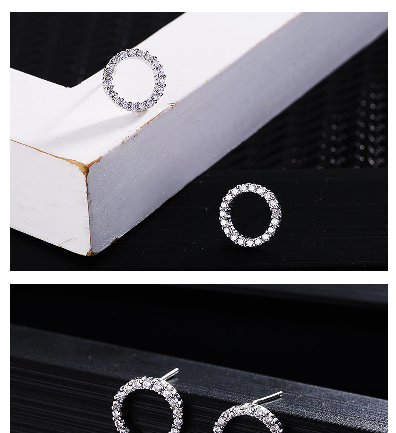 Personalized zircon crystal wild circle earrings